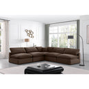 Meridian Comfy Brown Velvet Modular Sectional IMAGE 2