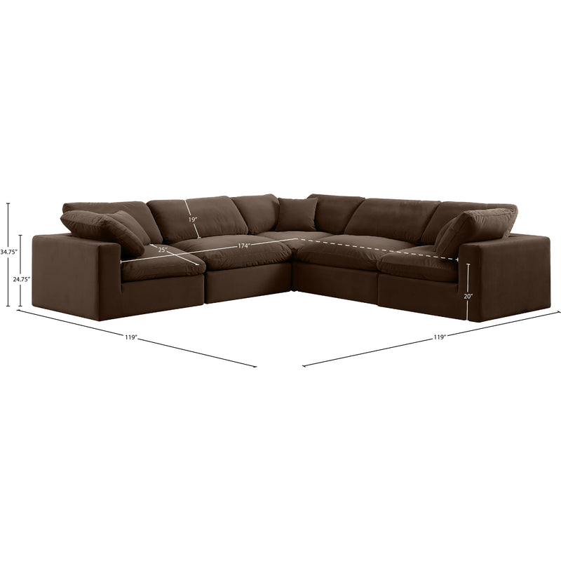 Meridian Comfy Brown Velvet Modular Sectional IMAGE 10