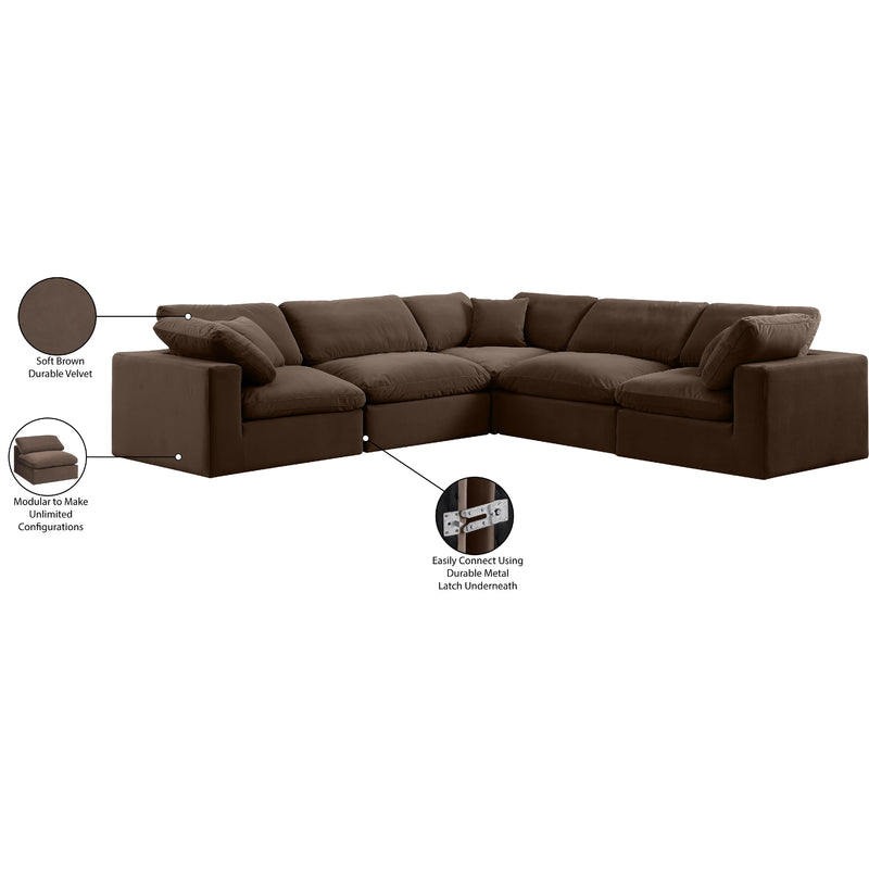 Meridian Comfy Brown Velvet Modular Sectional IMAGE 11