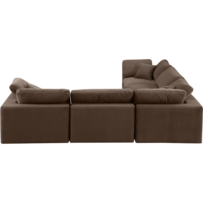 Meridian Comfy Brown Velvet Modular Sectional IMAGE 4