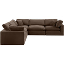 Meridian Comfy Brown Velvet Modular Sectional IMAGE 5