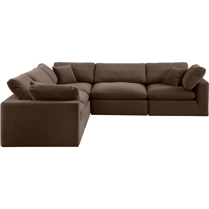 Meridian Comfy Brown Velvet Modular Sectional IMAGE 5