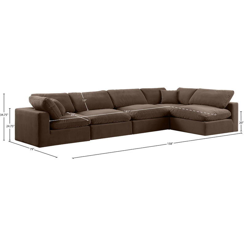 Meridian Comfy Brown Velvet Modular Sectional IMAGE 15