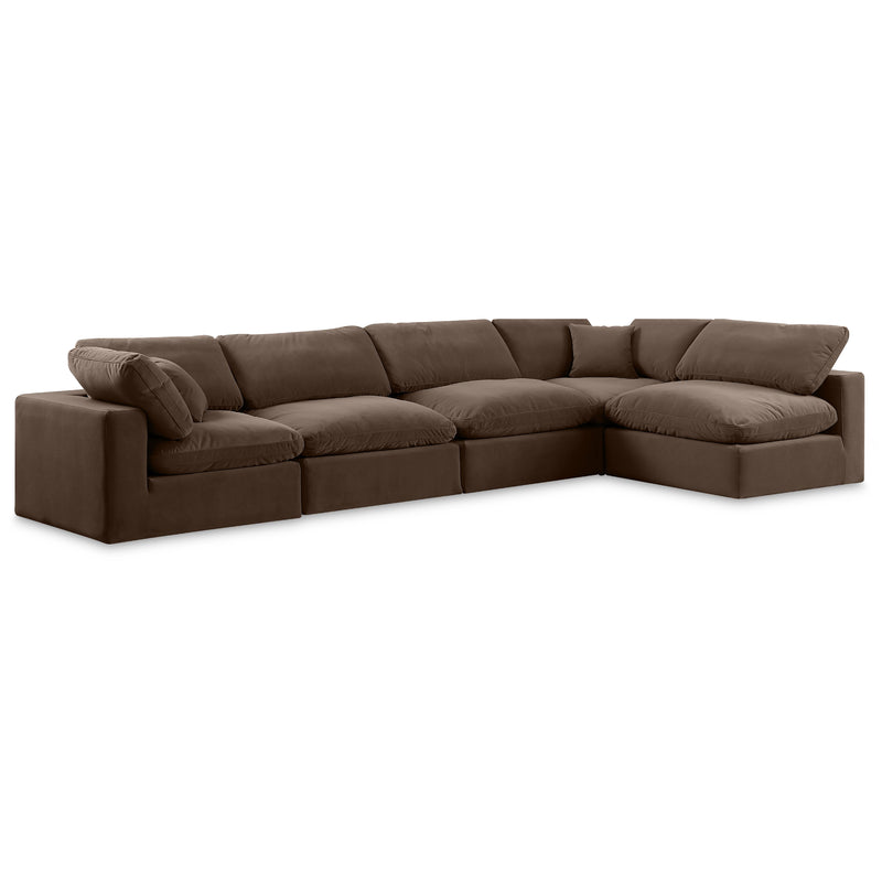 Meridian Comfy Brown Velvet Modular Sectional IMAGE 1