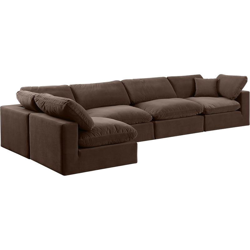 Meridian Comfy Brown Velvet Modular Sectional IMAGE 2