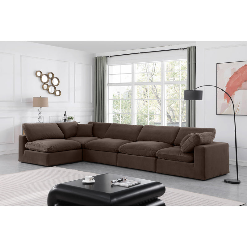 Meridian Comfy Brown Velvet Modular Sectional IMAGE 3