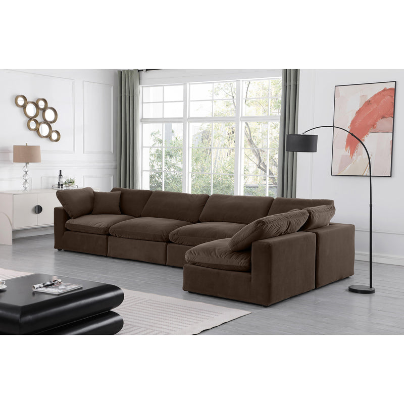 Meridian Comfy Brown Velvet Modular Sectional IMAGE 4