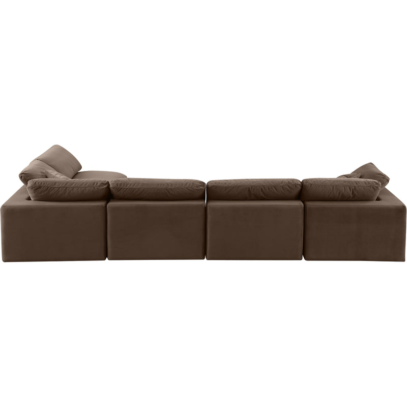 Meridian Comfy Brown Velvet Modular Sectional IMAGE 5
