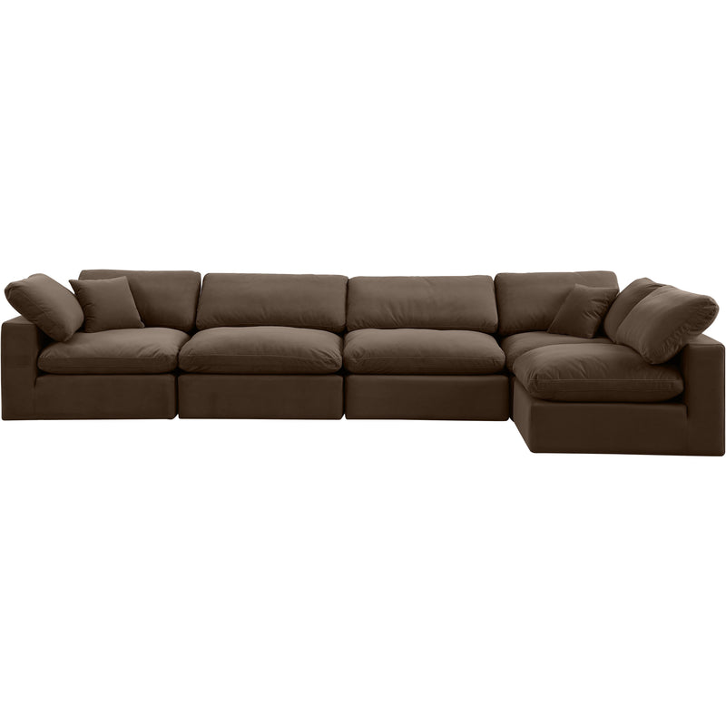 Meridian Comfy Brown Velvet Modular Sectional IMAGE 8