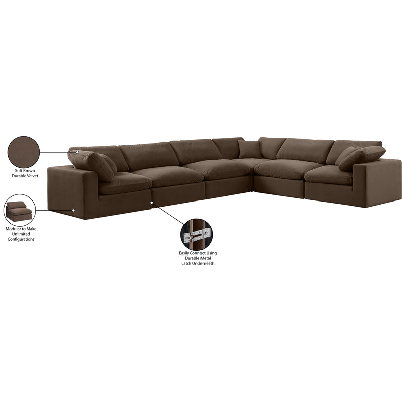 Meridian Comfy Brown Velvet Modular Sectional IMAGE 11