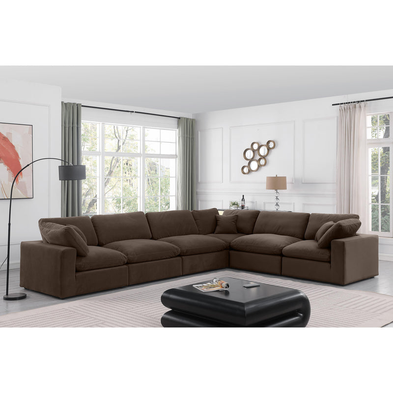 Meridian Comfy Brown Velvet Modular Sectional IMAGE 2