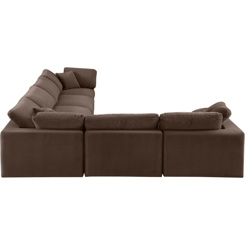 Meridian Comfy Brown Velvet Modular Sectional IMAGE 4