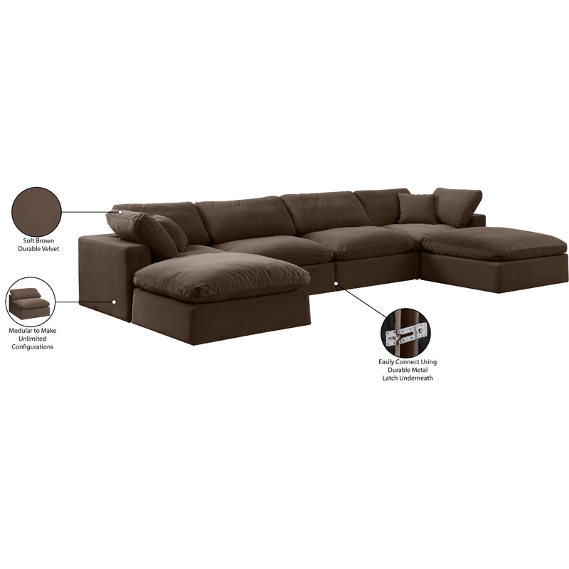 Meridian Comfy Brown Velvet Modular Sectional IMAGE 11