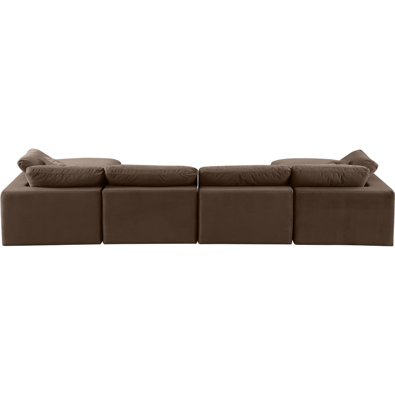 Meridian Comfy Brown Velvet Modular Sectional IMAGE 3