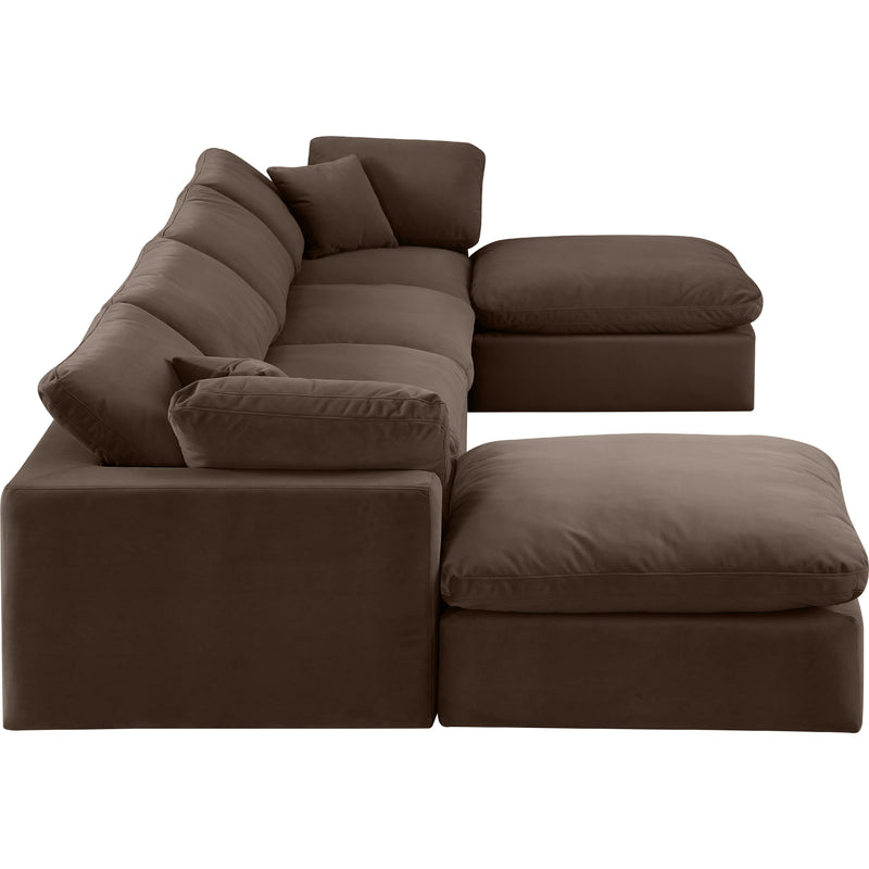 Meridian Comfy Brown Velvet Modular Sectional IMAGE 4
