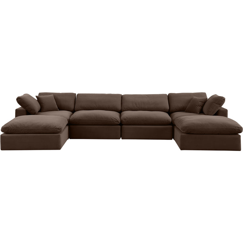 Meridian Comfy Brown Velvet Modular Sectional IMAGE 5