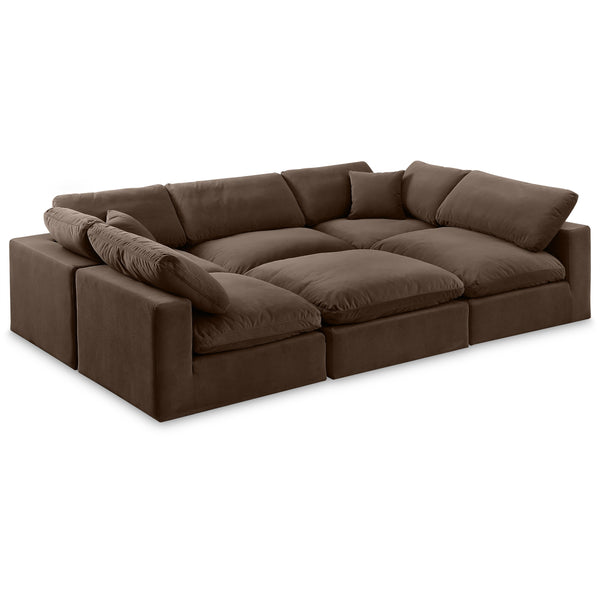 Meridian Comfy Brown Velvet Modular Sectional IMAGE 1