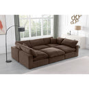 Meridian Comfy Brown Velvet Modular Sectional IMAGE 2