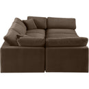 Meridian Comfy Brown Velvet Modular Sectional IMAGE 4
