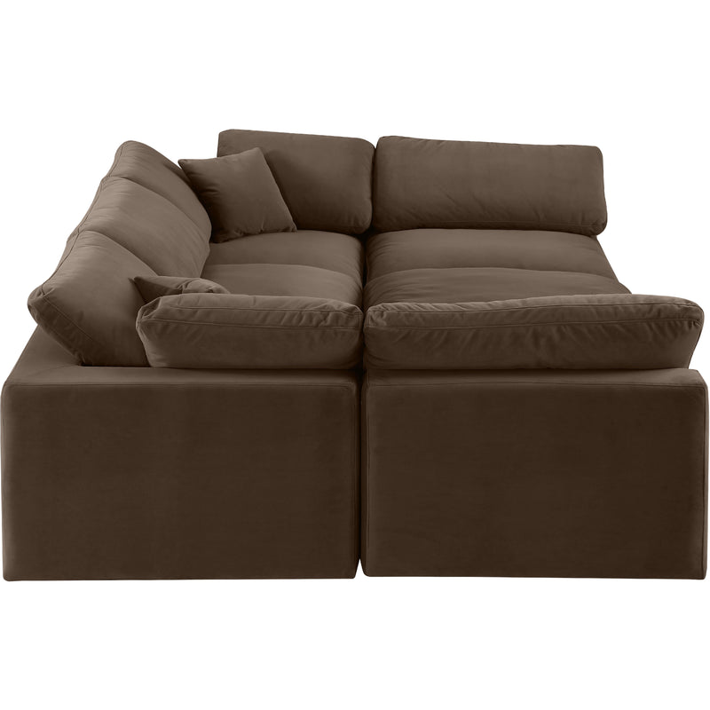 Meridian Comfy Brown Velvet Modular Sectional IMAGE 4