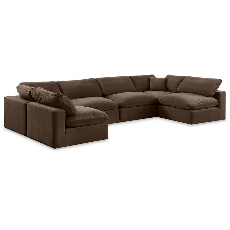 Meridian Comfy Brown Velvet Modular Sectional IMAGE 1