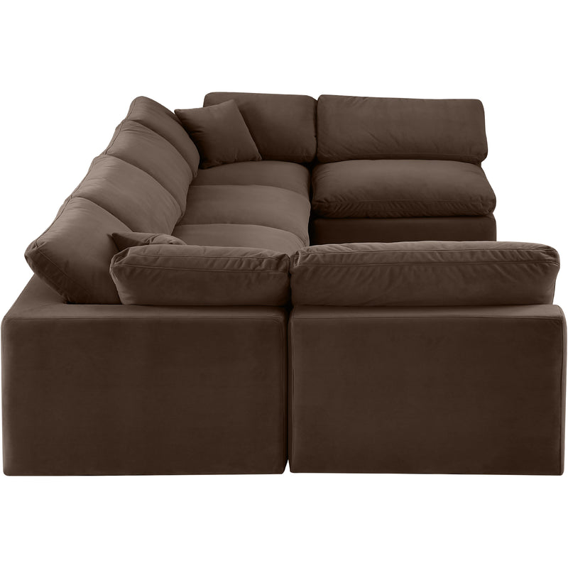 Meridian Comfy Brown Velvet Modular Sectional IMAGE 4