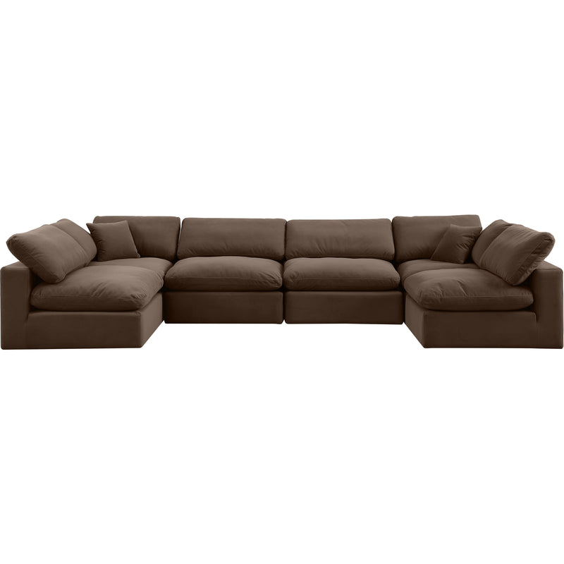 Meridian Comfy Brown Velvet Modular Sectional IMAGE 5