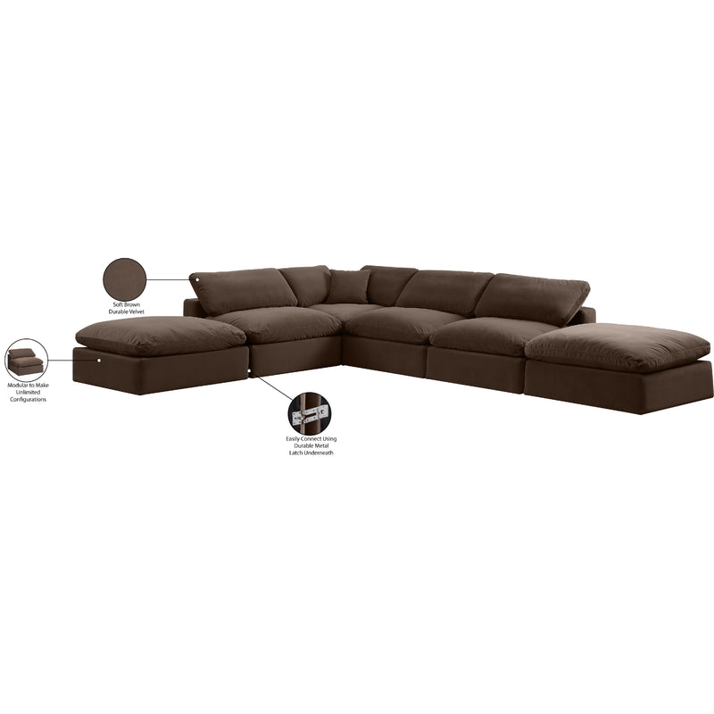 Meridian Comfy Brown Velvet Modular Sectional IMAGE 11