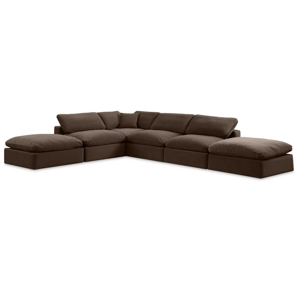 Meridian Comfy Brown Velvet Modular Sectional IMAGE 1