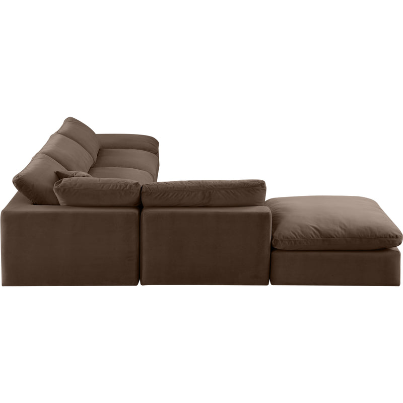 Meridian Comfy Brown Velvet Modular Sectional IMAGE 4