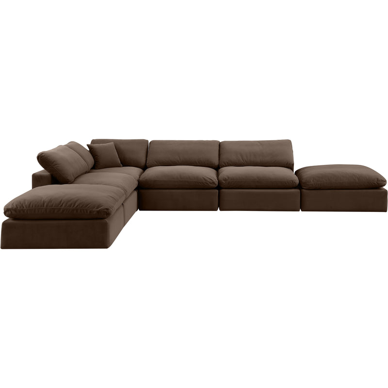 Meridian Comfy Brown Velvet Modular Sectional IMAGE 5