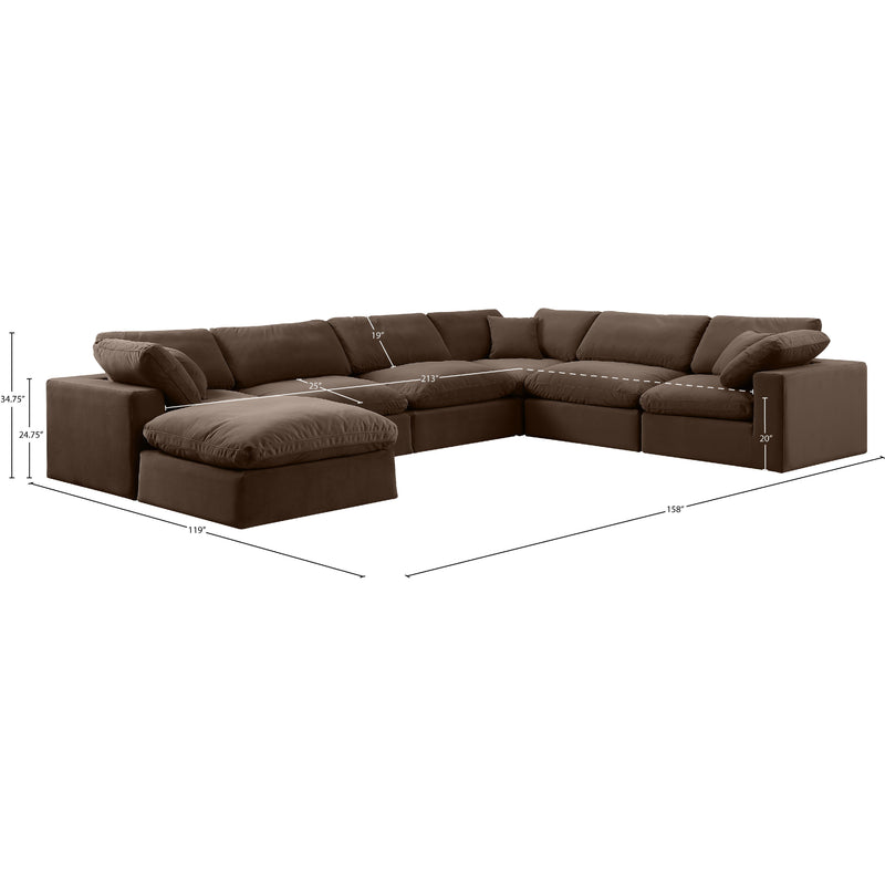 Meridian Comfy Brown Velvet Modular Sectional IMAGE 10