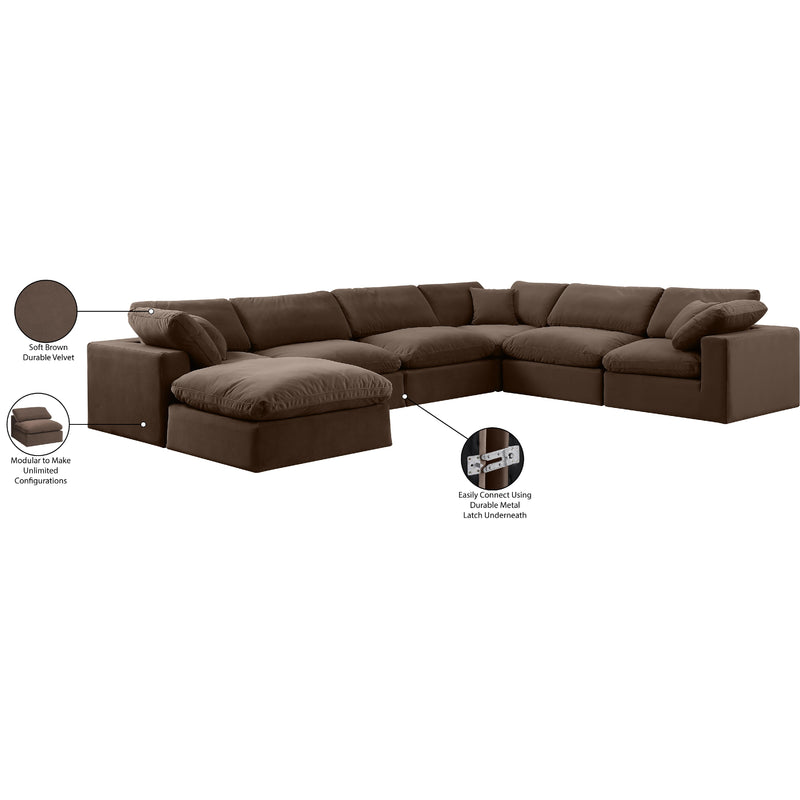 Meridian Comfy Brown Velvet Modular Sectional IMAGE 11