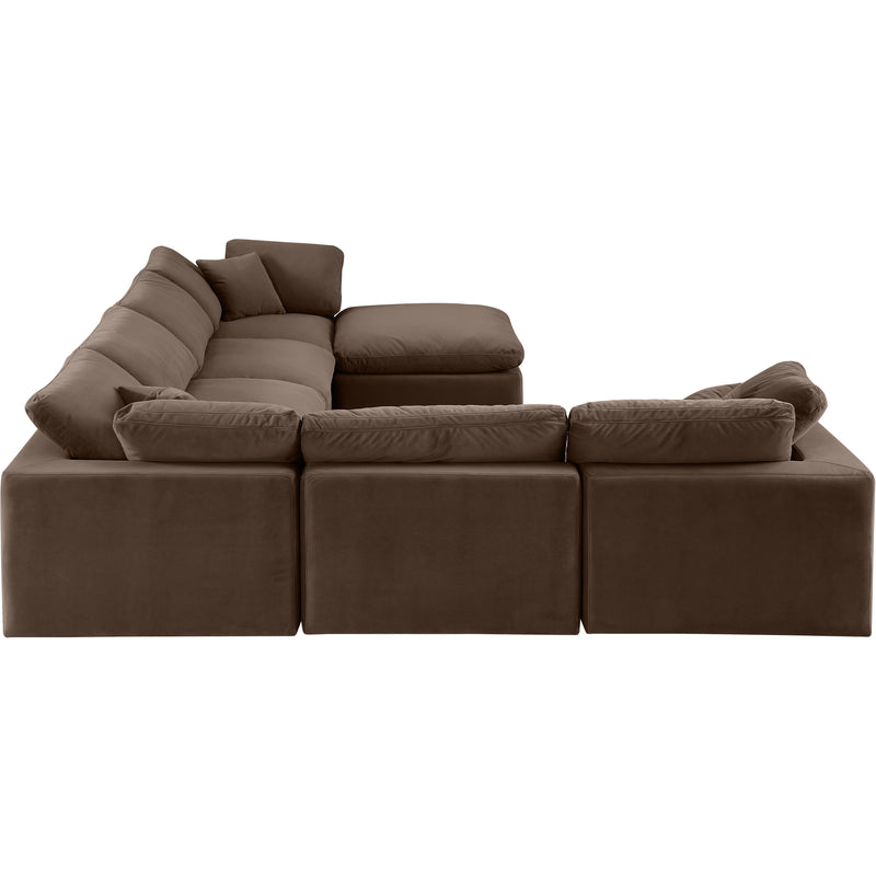 Meridian Comfy Brown Velvet Modular Sectional IMAGE 4
