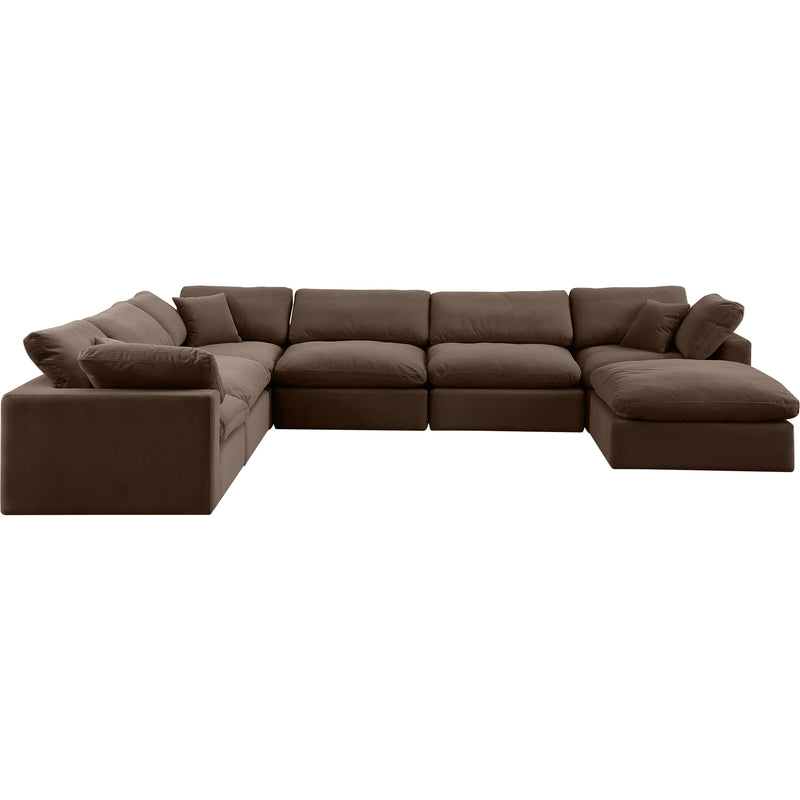 Meridian Comfy Brown Velvet Modular Sectional IMAGE 5