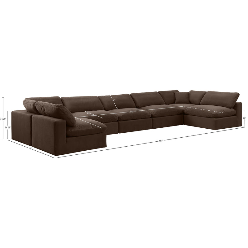 Meridian Comfy Brown Velvet Modular Sectional IMAGE 10