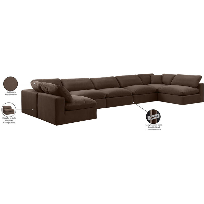 Meridian Comfy Brown Velvet Modular Sectional IMAGE 11