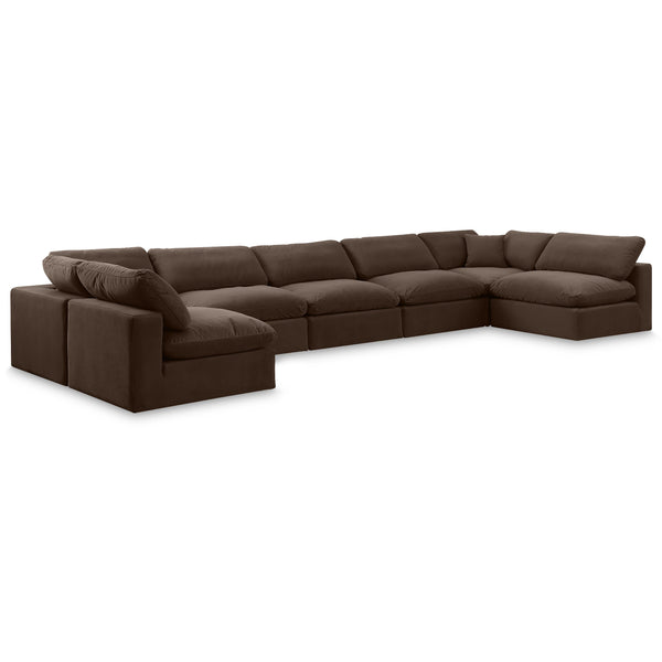 Meridian Comfy Brown Velvet Modular Sectional IMAGE 1