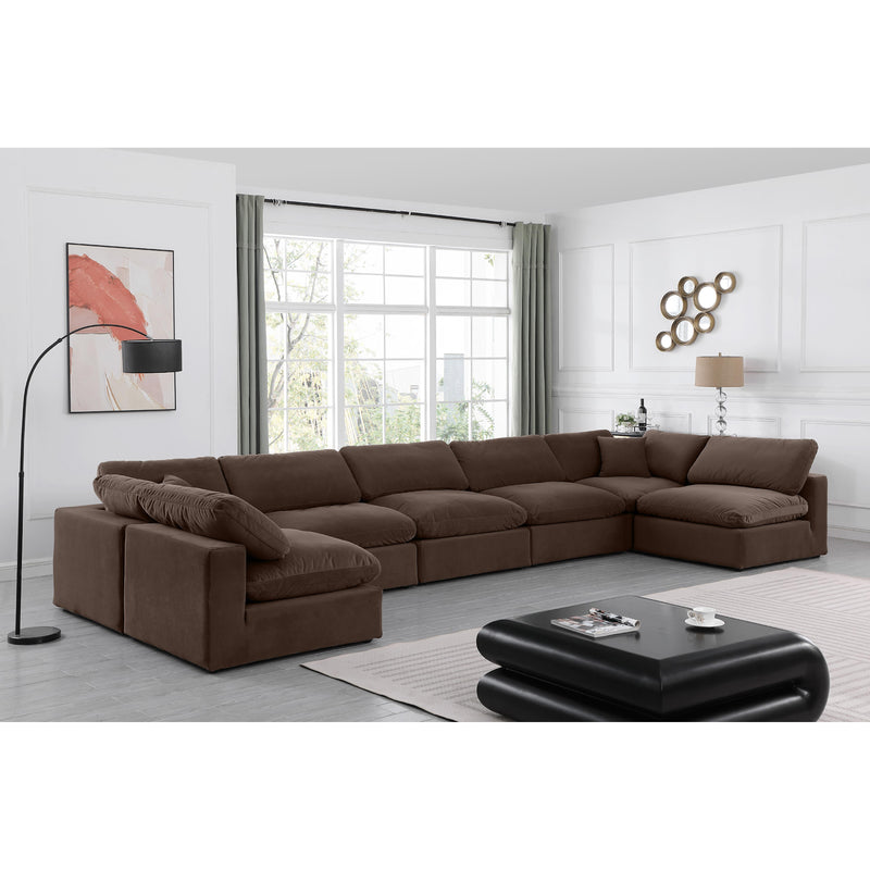 Meridian Comfy Brown Velvet Modular Sectional IMAGE 2