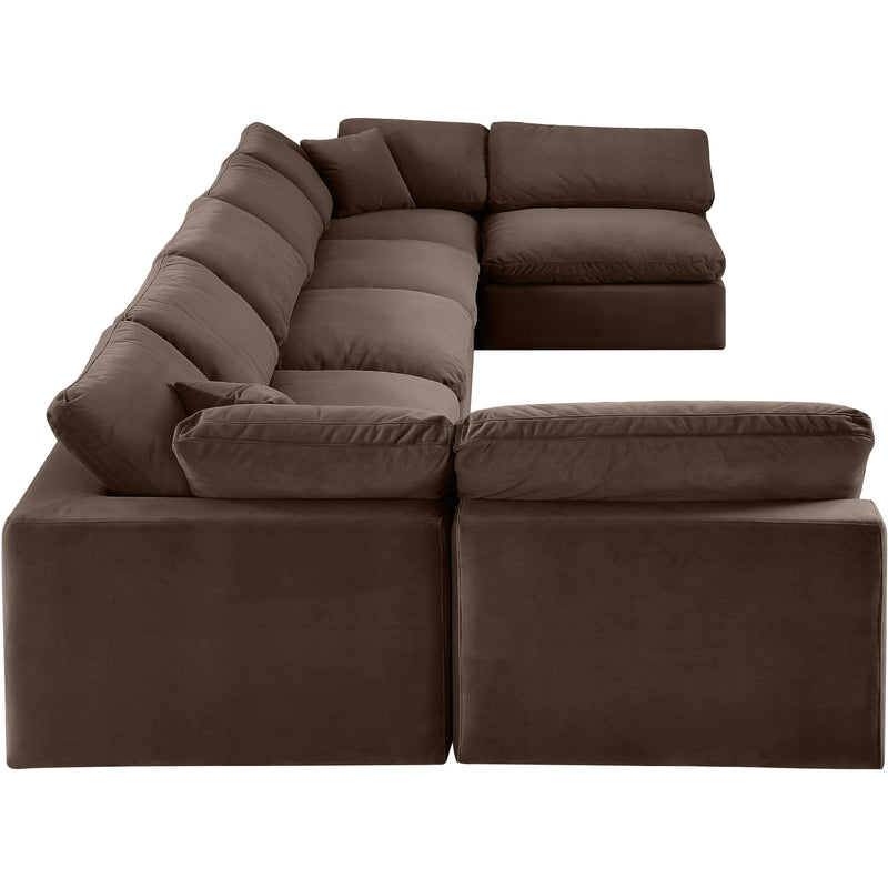 Meridian Comfy Brown Velvet Modular Sectional IMAGE 4