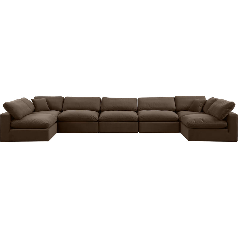 Meridian Comfy Brown Velvet Modular Sectional IMAGE 5