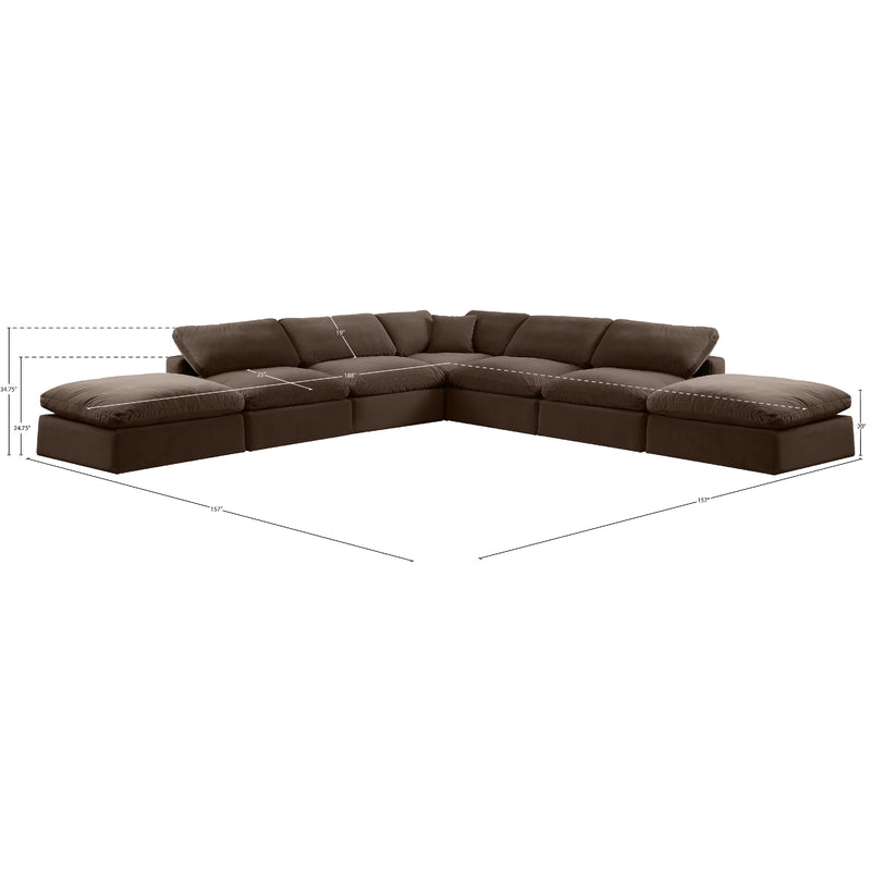 Meridian Comfy Brown Velvet Modular Sectional IMAGE 10