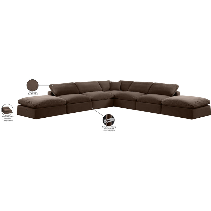 Meridian Comfy Brown Velvet Modular Sectional IMAGE 11