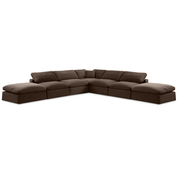Meridian Comfy Brown Velvet Modular Sectional IMAGE 1