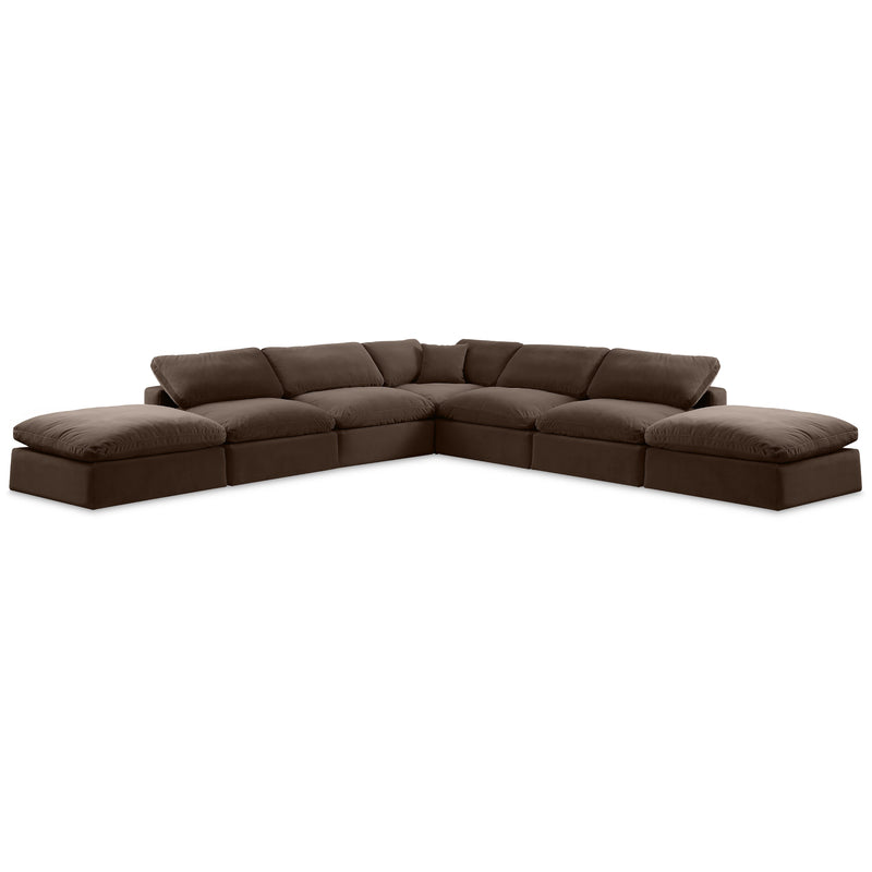 Meridian Comfy Brown Velvet Modular Sectional IMAGE 1
