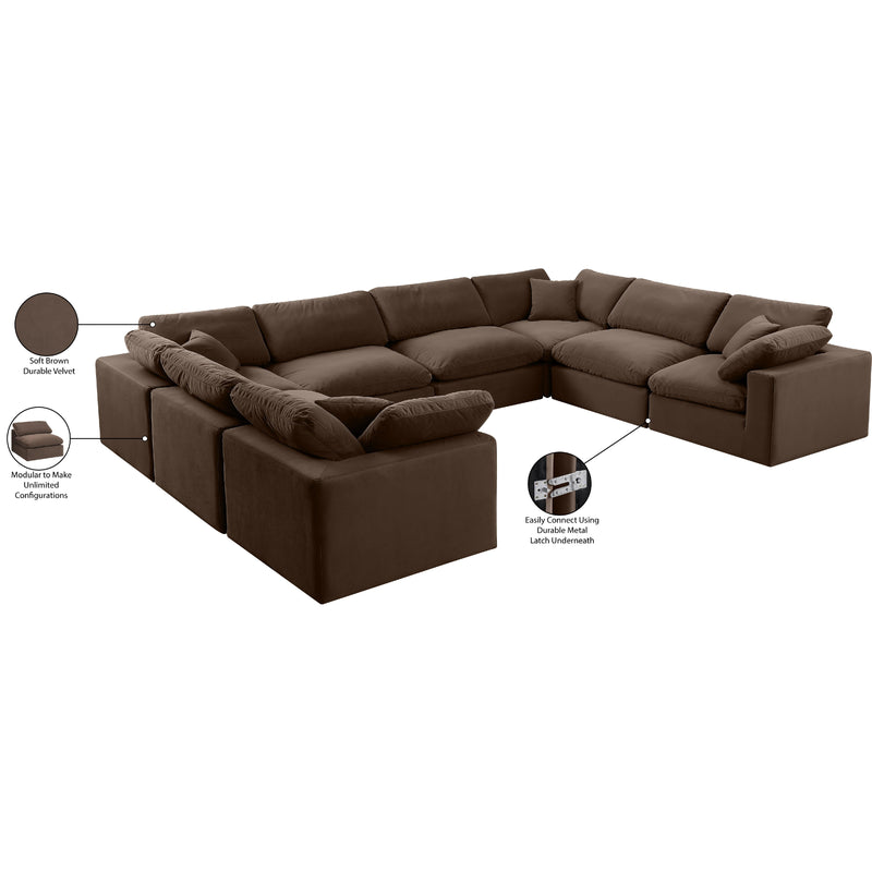 Meridian Comfy Brown Velvet Modular Sectional IMAGE 11