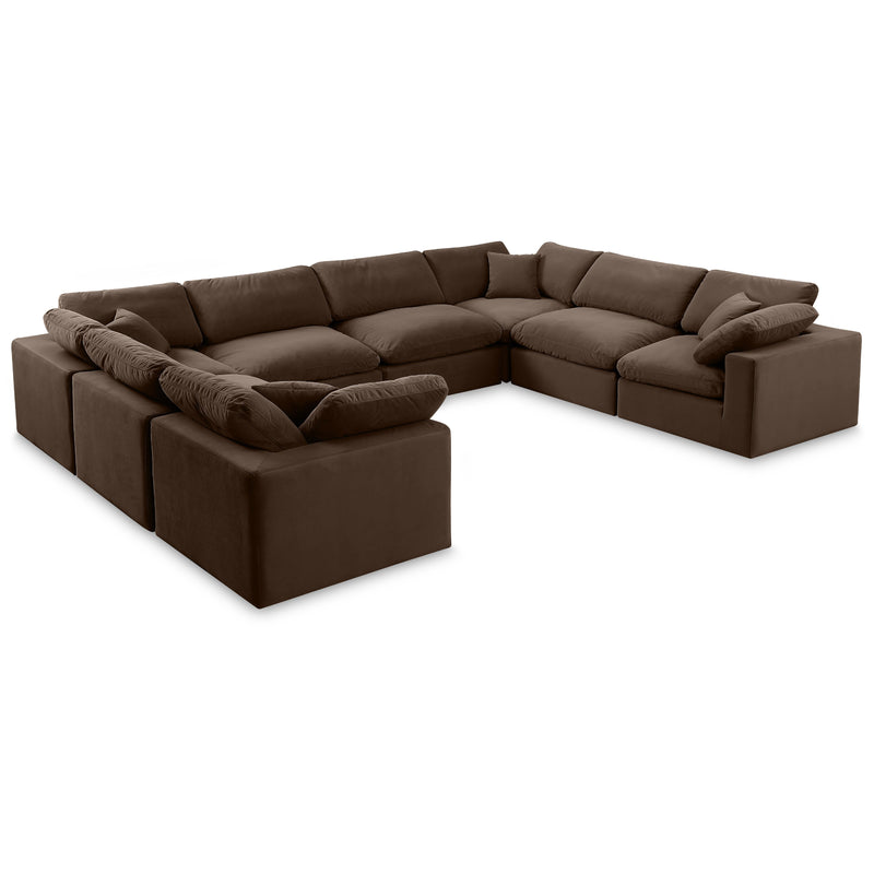 Meridian Comfy Brown Velvet Modular Sectional IMAGE 1