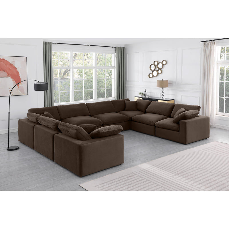 Meridian Comfy Brown Velvet Modular Sectional IMAGE 2