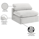 Meridian Comfy Cream Velvet Modular Armless Chair IMAGE 11