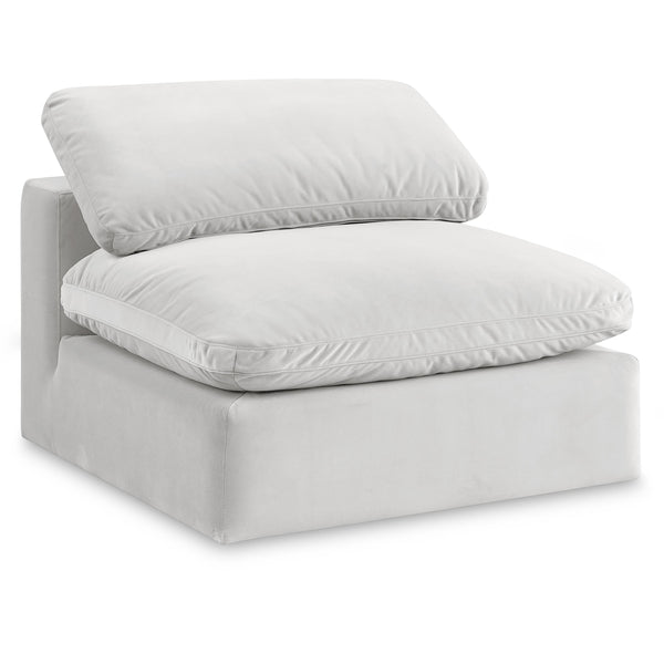 Meridian Comfy Cream Velvet Modular Armless Chair IMAGE 1